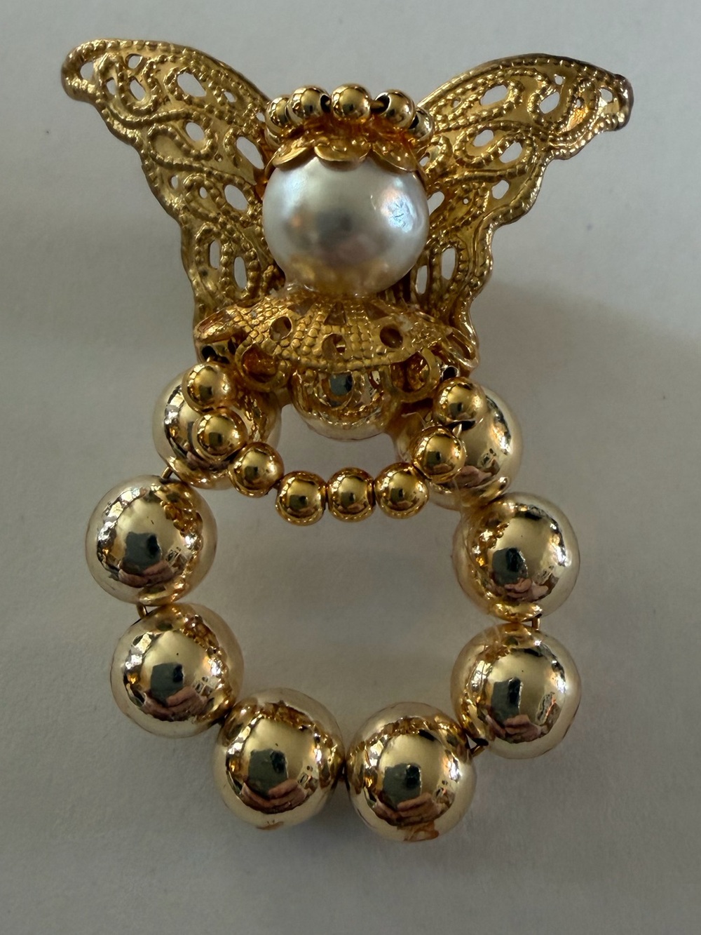 Gold-Tone Pearl Angel Pendant
